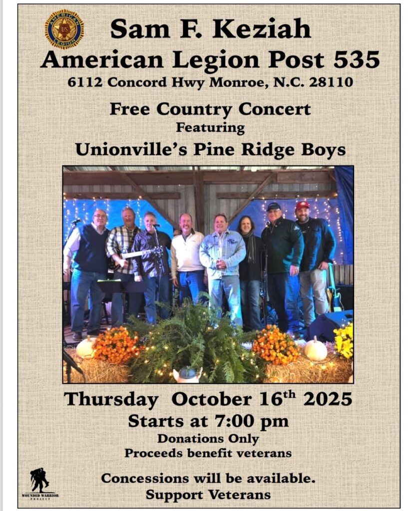 October 16, 2025, at 7pm at Sam F. Keziah American Legion Post